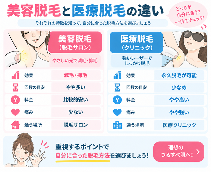美容脱毛と医療脱毛の違い
