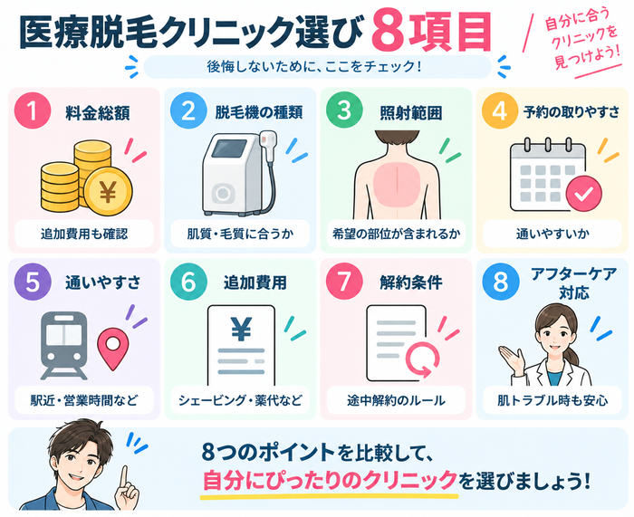 医療脱毛クリニック選び8項目