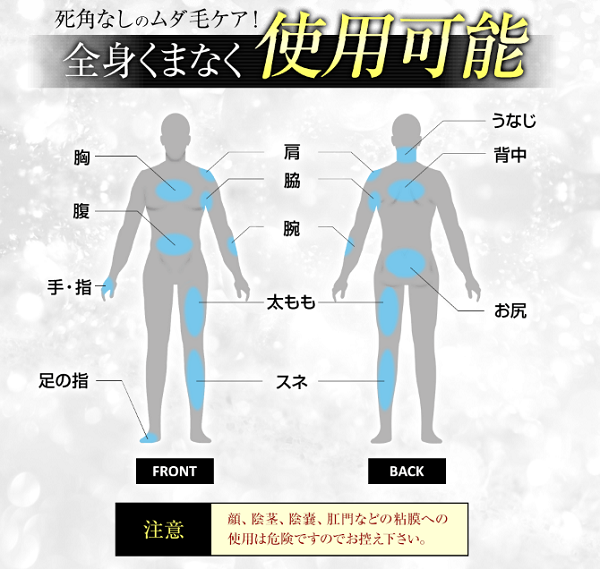 MONOVOヘアリムーバークリームの使用可能部位