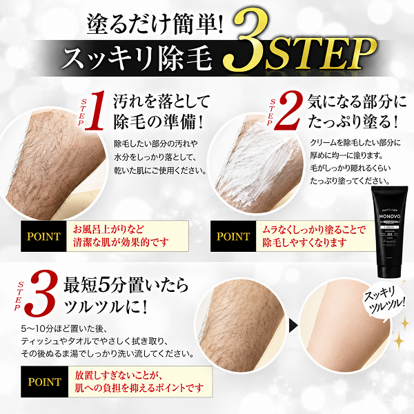 MONOVOヘアリムーバークリームの使い方